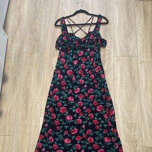 Floral Rose dress with cross strap